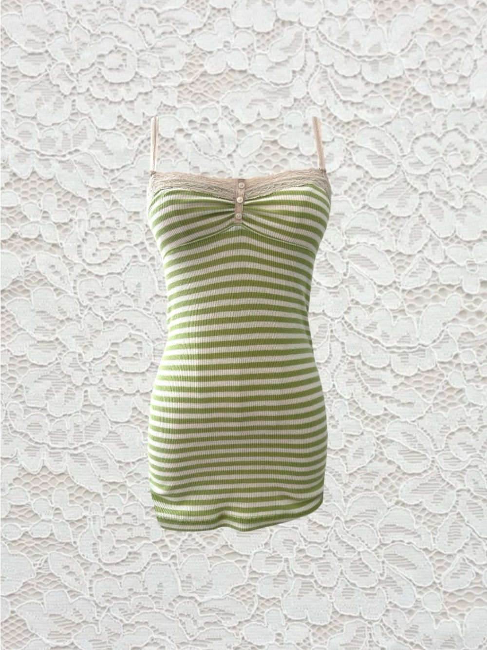 vintage grail abercrombie & fitch green and white striped tank top